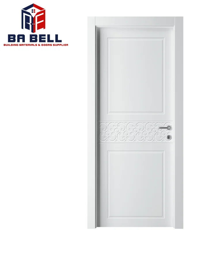 Cheap Composite pure white frosted glass latest bathroom door Water Proof simple swing  flush shower doors