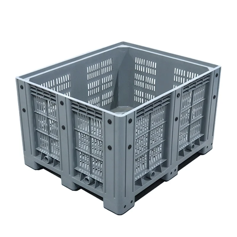Heavy duty turnover and stackable euro vented pallet box