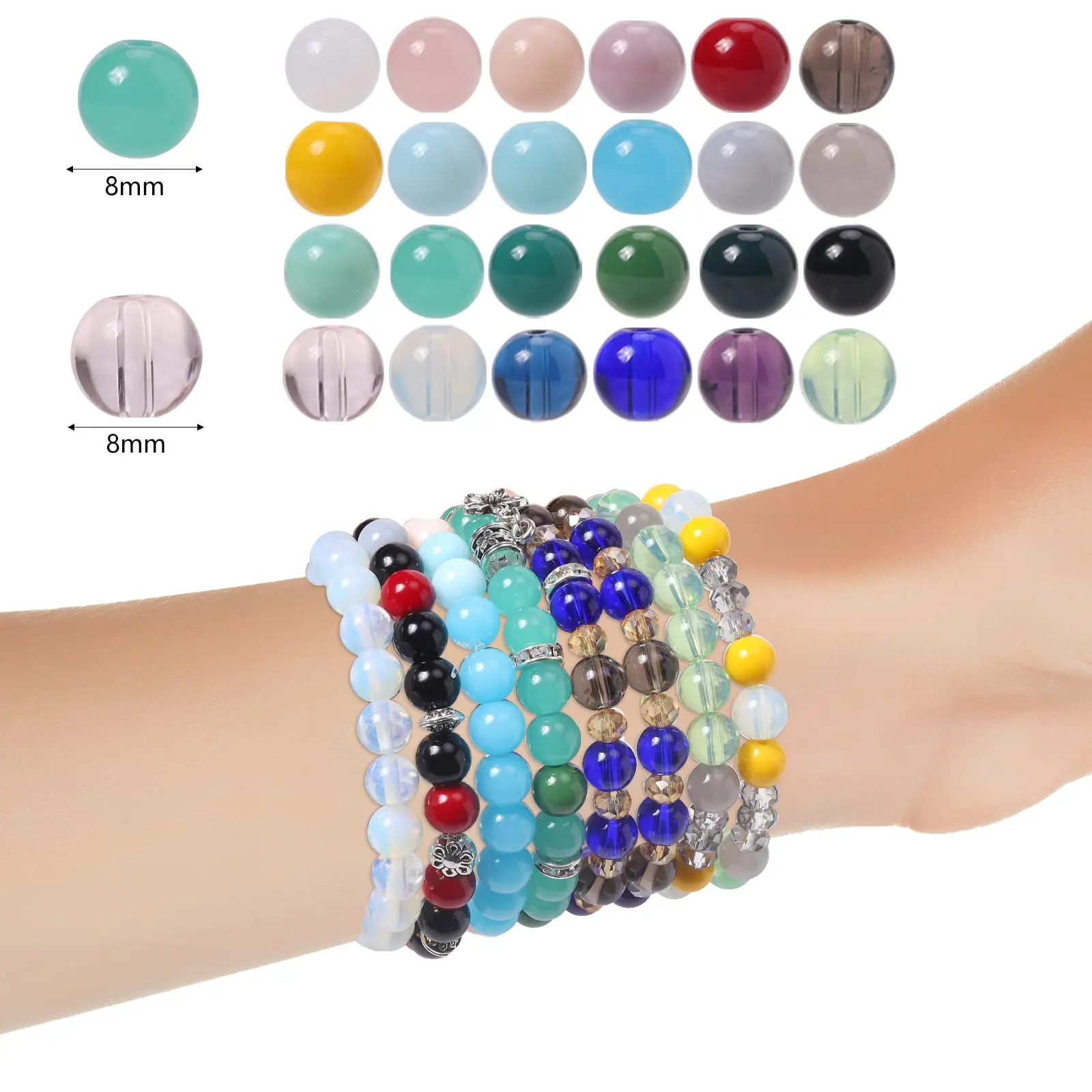 Wholesale Trust Chinese Suppliers 8mm Round Jelly Color Glass Beads DIY Handmade Necklace for Jewelry Making