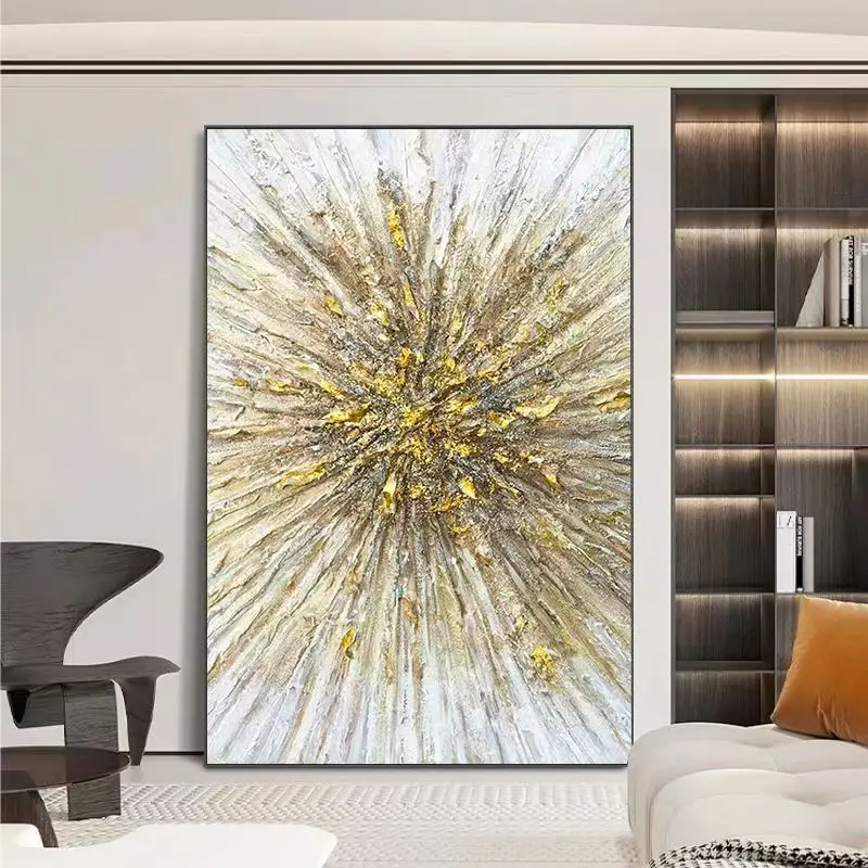 100*70cm Hand-painted oil painting golden Age abstract three-dimensional living room decorative painting porch hanging painting