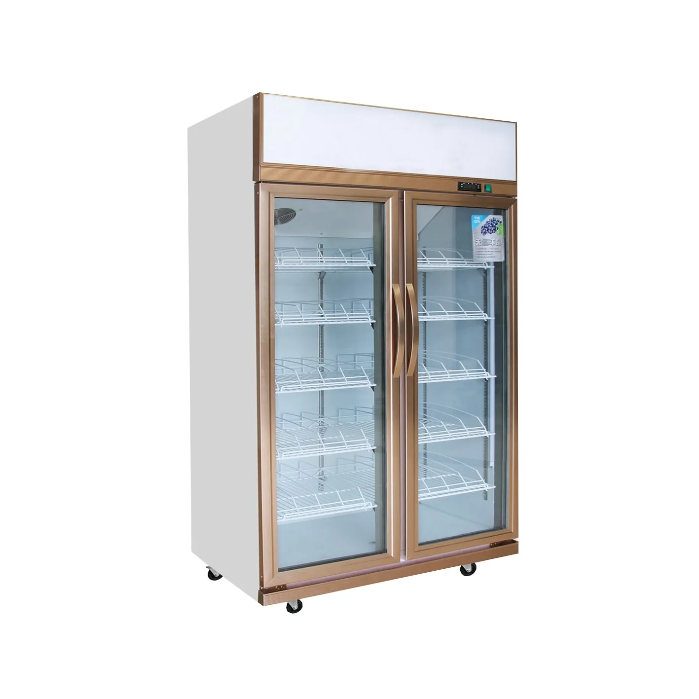 Commercial beverage cooler double door display fridge vertical showcase refrigerators