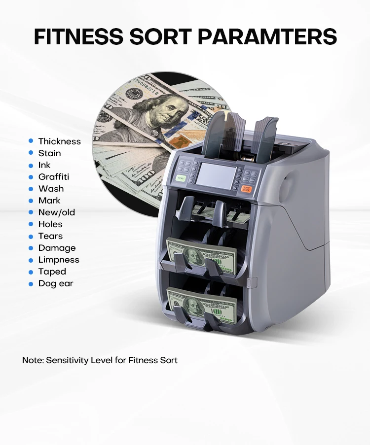 HT-9200 3 Pocket 2+1 Pocket Money Counting Machine Bill Counter Fitness Sorter