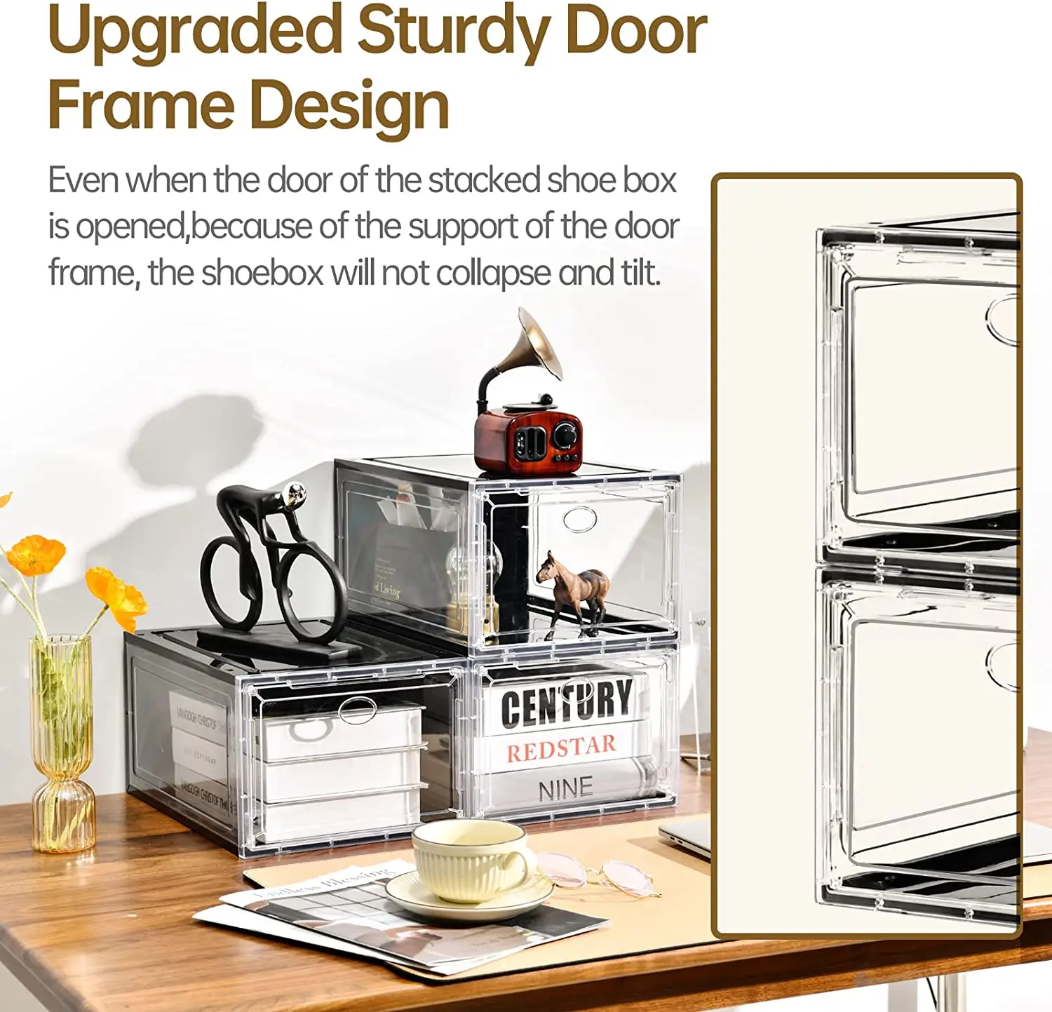 Customization Collapsible Foldable Drawer Clear Soft Case Full Transparent Plastic Organizer Shoe Boxes In Bulk For Tennis Shoe