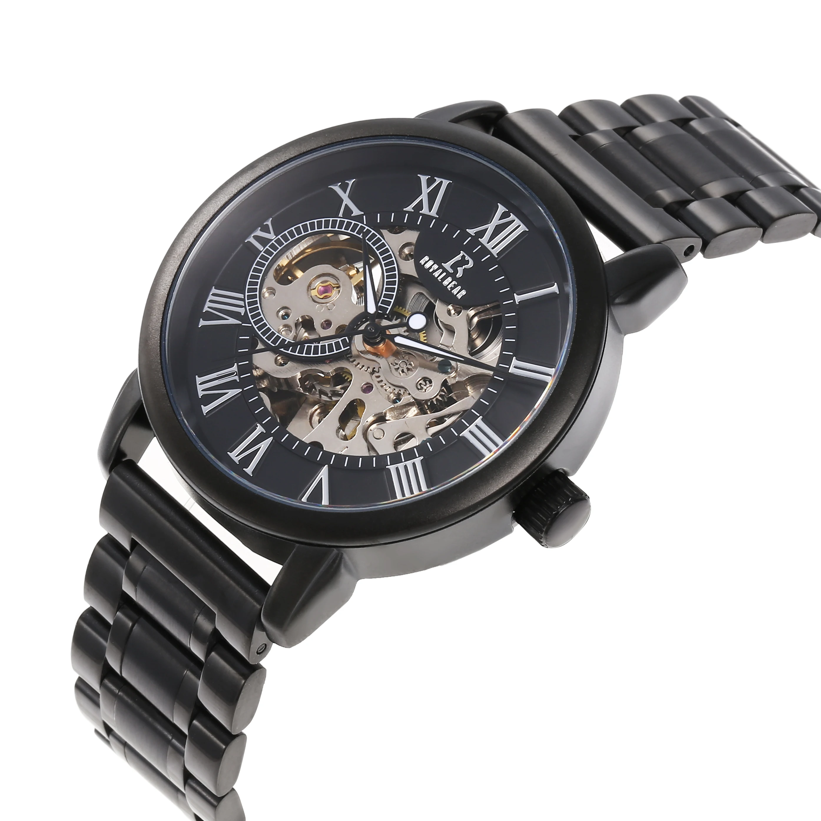 Royal Bear Stainless Steel Men Casual Fashion Waterproof Automatic Movement Mechanical Wrist Watches