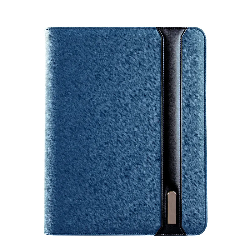 business Luxury A5 Leather  notebook With Power Bank Portfolio with power bank