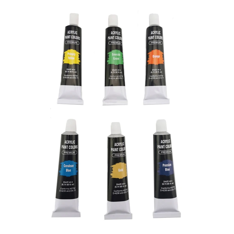 High quality acrylic paint 24 colors 22ML aluminum tube set for artists