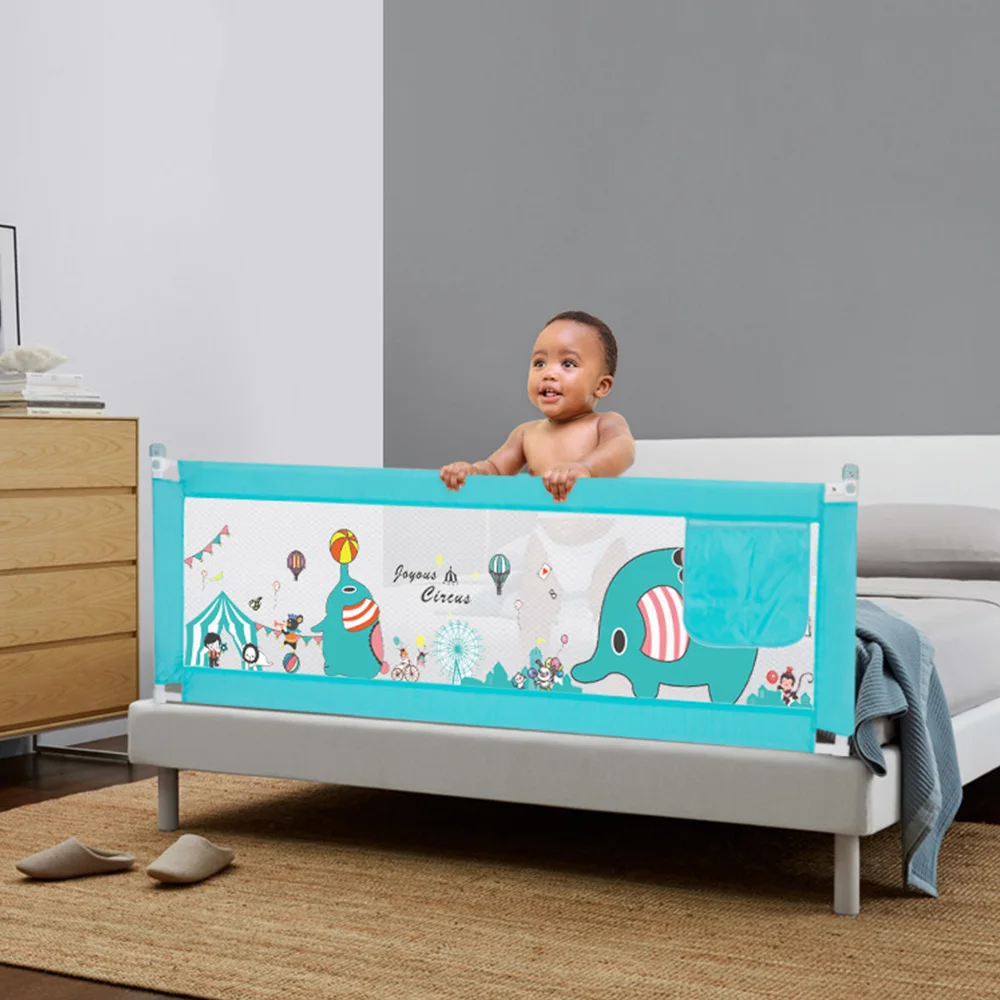 
D-Hot sales safety cartoon anti-collision baby bed rail guard adjustable kids protective rail 