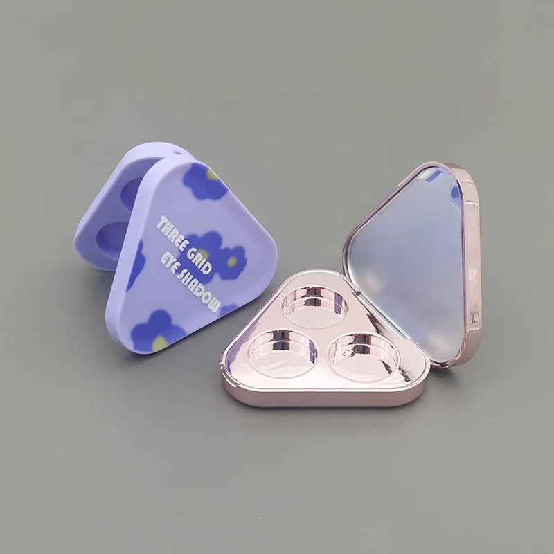 luxury triangle plastic eyeshadow palette packaging with mirror laser engraving magnetic empty eyeshadow palette