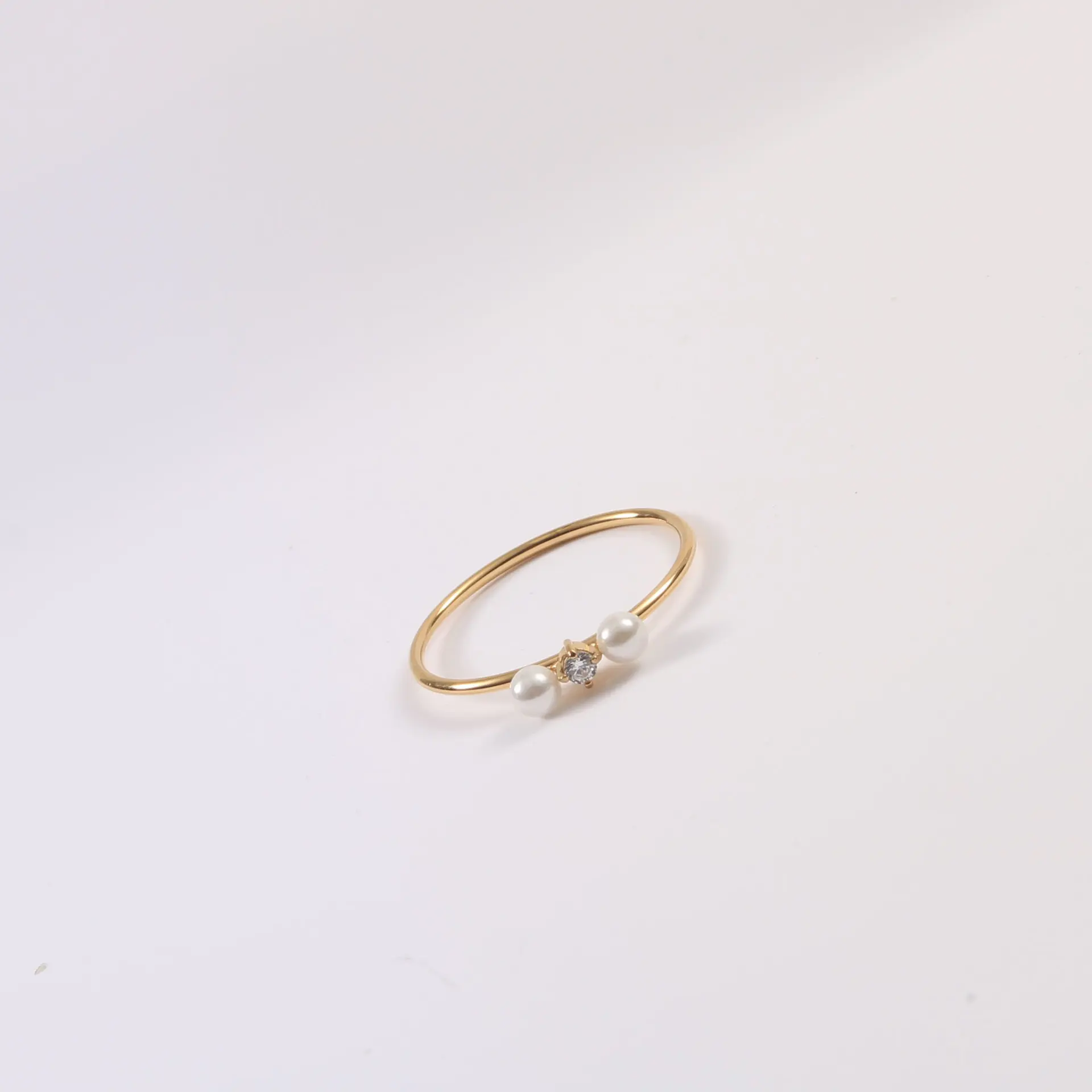 Jewelry Wholesale Trendy Stainless Steel 18K Gold Plated Pearl Rings For Women Non Tarnish Jewelry