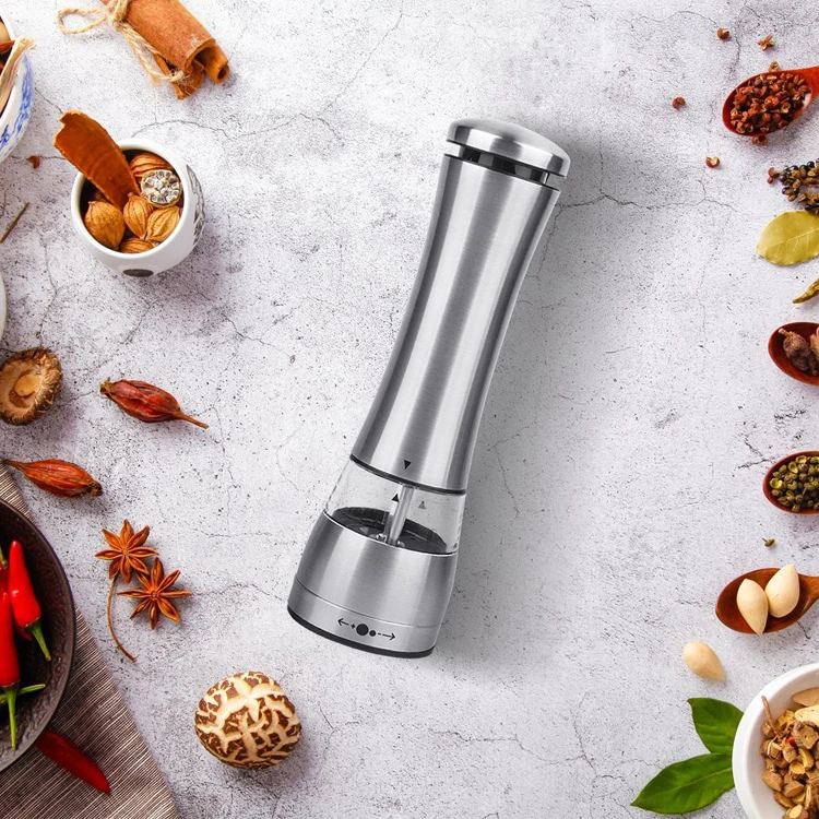 Stainless Steel Battery Operated Electric Salt Pepper Grinder Pepper mill With LED light