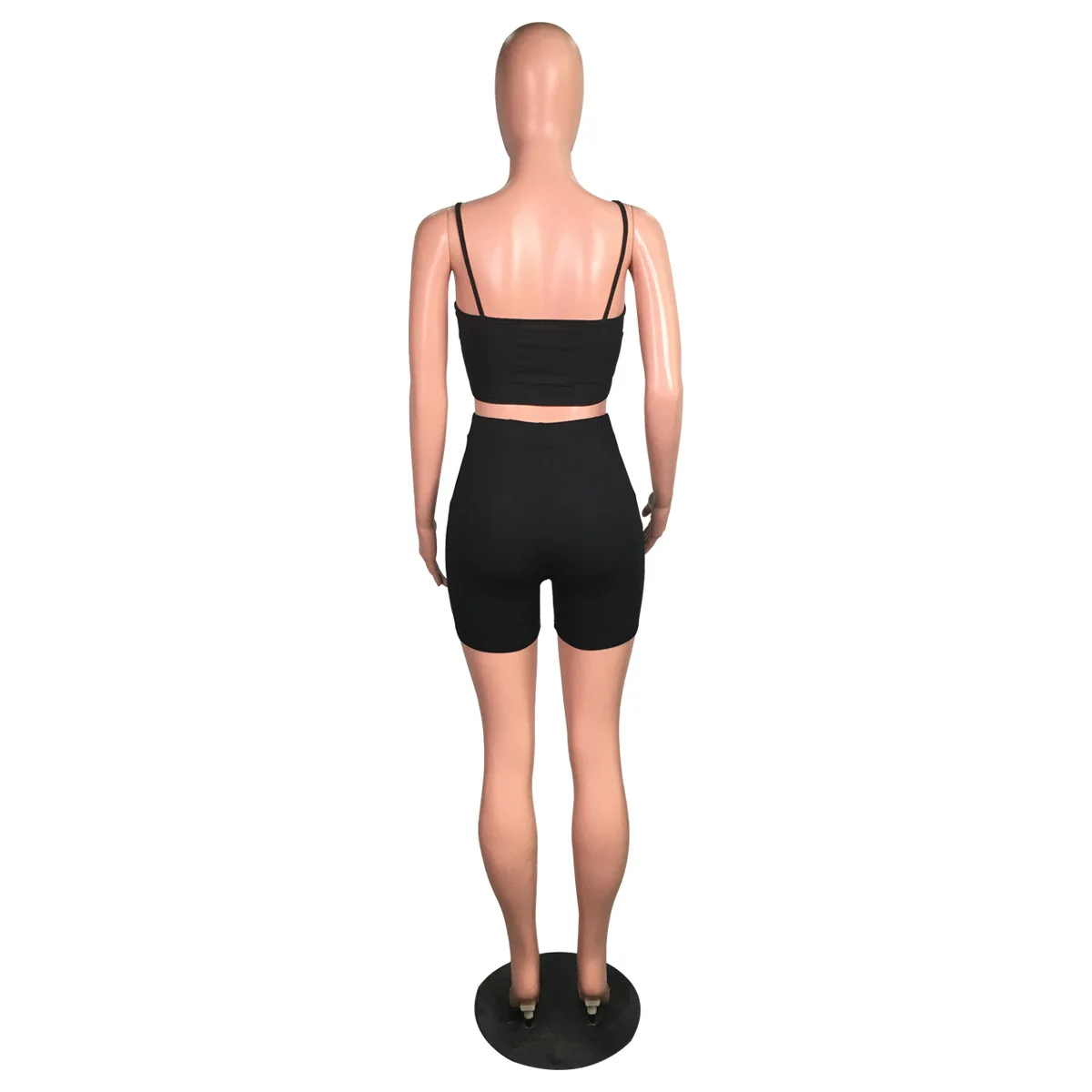  10 Colors Tank Tops Fashionable Vest Women Blouses Casual Wear Plain Crop Top and Skinny Booty Shorts 2 Piece