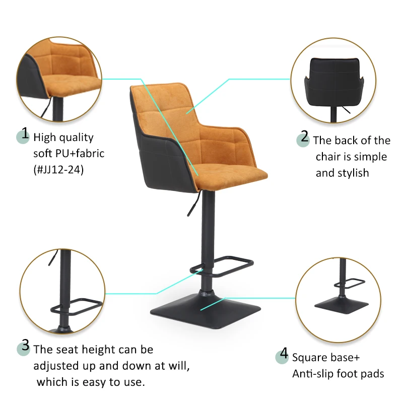 
SKY New Product Custom Design Swivel Fabric Surface Adjustable bar high chair bar modern stools with Cafe Living Room 