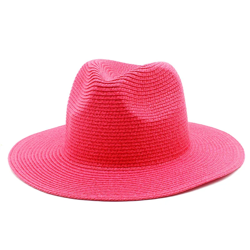 Summer Colorful Foldable Fedora Bucket Hats Sunshade Wide Brim Panama Straw Beach Hats Wholesale 2022