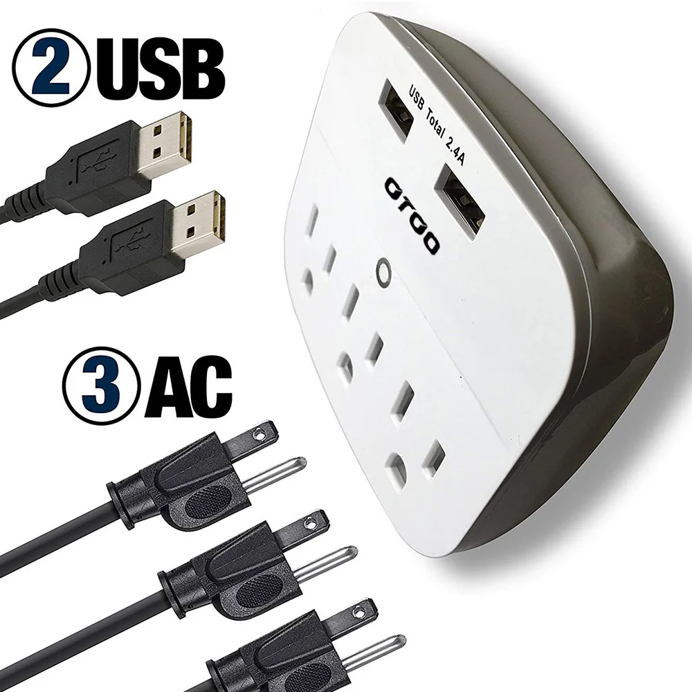 USB Wall Charger Surge Protector 5 Outlet Extender with 4 USB Charging Ports Surge Protector - 3 Outlets with USB C