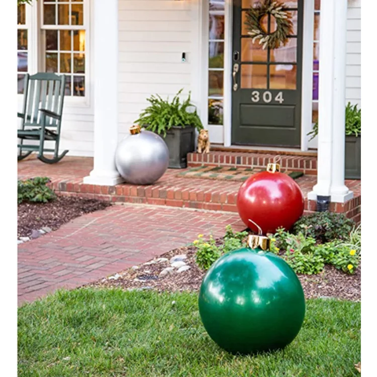 High Quality Solid Color Seamless Inflatable Christmas Balls For Garden Yard Decoration