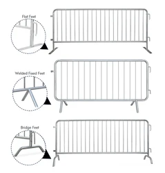 Galvanized steel fixed leg crowd control barrier fence