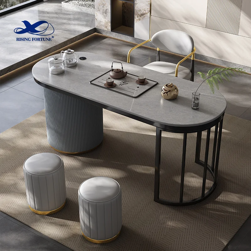 Modern Black Cocktail Table with Gold Geometric Frame Square Faux Marble Center Table Tea Table