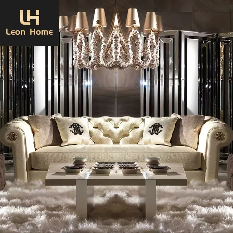 High Quality American Style Luxurious Sofa Contemporary Italian Luxury Lounge Leather Sofa