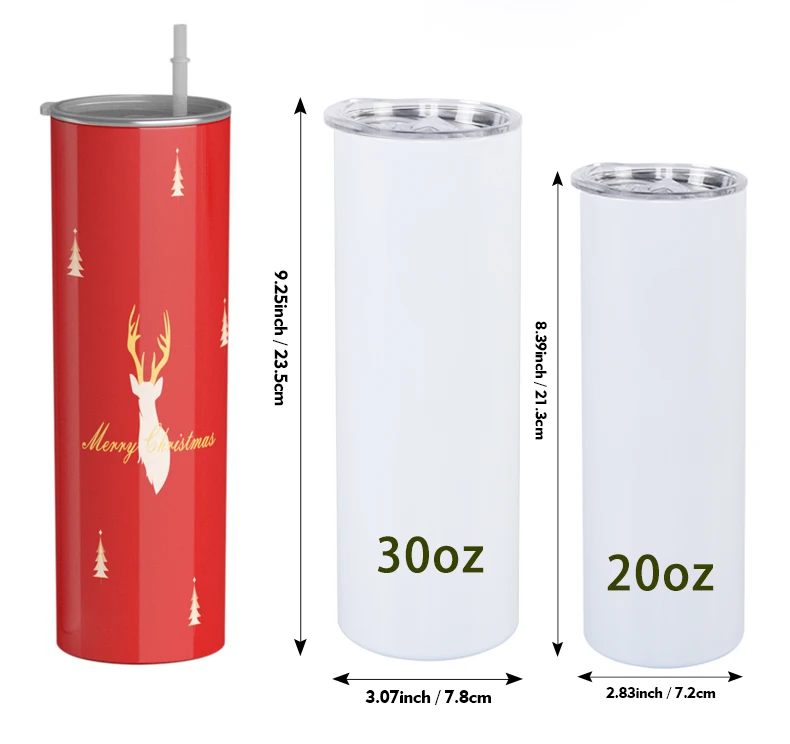 Sublimation Blanks Coffee Mug Metal Tumbler Double Wall Stainless Steel USA Vacuum Insulated Tumbler Straight Stock 20 Oz 30oz