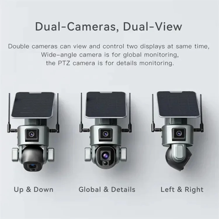 Outdoor IP66 Waterproof 4G Sim Card Wifi Dome Lens Cctv Ptz Full HD 8MP Solar Panel Battery Camera