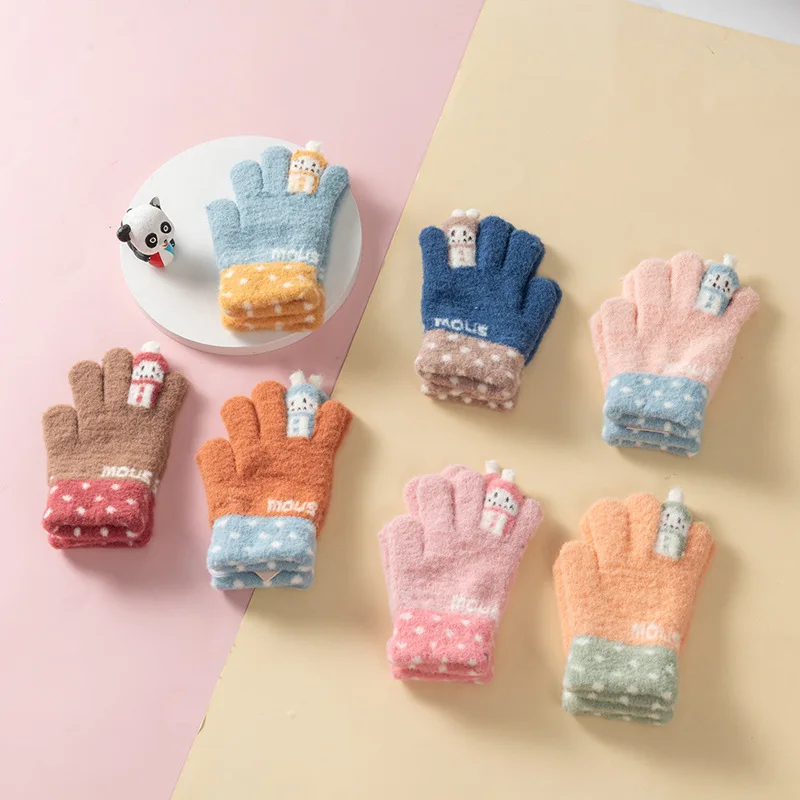 От 5 до 10 лет Детские перчатки на флисовой подкладке с рисунком милая детская зимняя обувь на толстой Велоспорт теплые перчатки