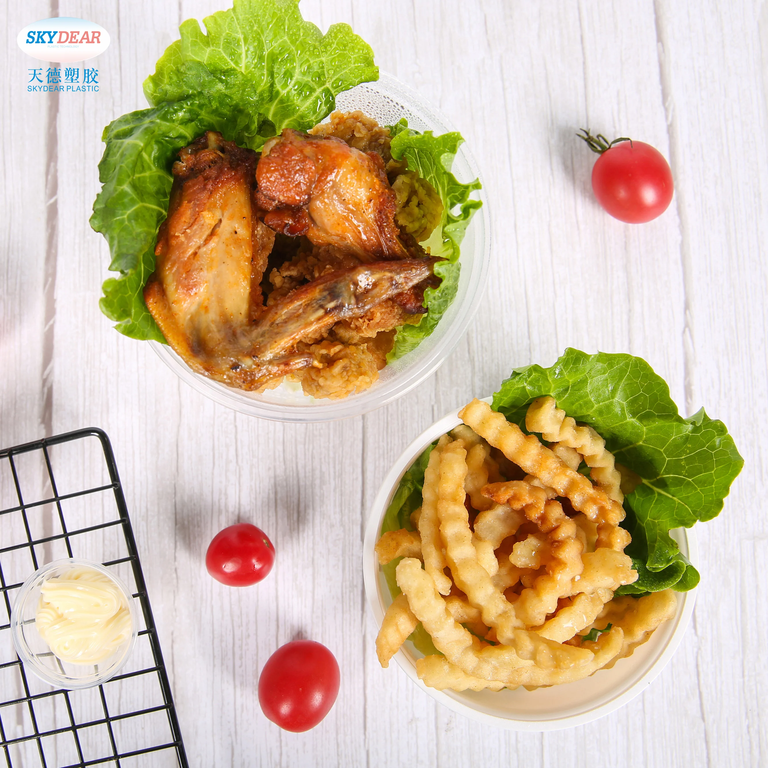 Disposable Pet Pla Pp Ps Plastic Clear Fast Food Storage Deli Container With Dome Lids  4Oz 6Oz 8Oz 16Oz 24Oz 32Oz 8 12 16 32 Oz