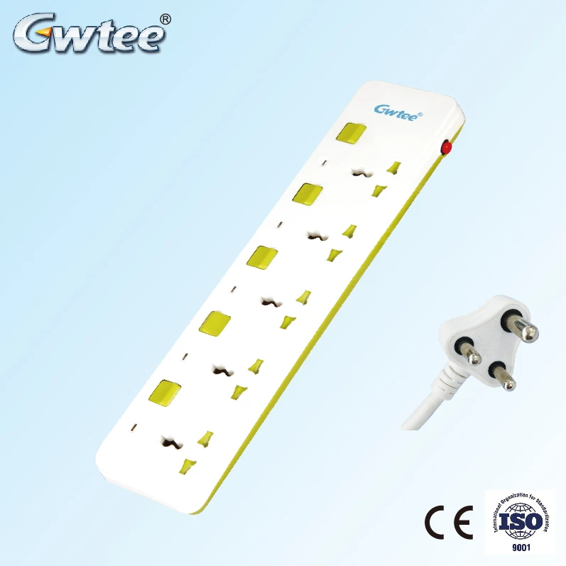 5  Outlet Surge Protector Power Strip with 5 independent switch button socket