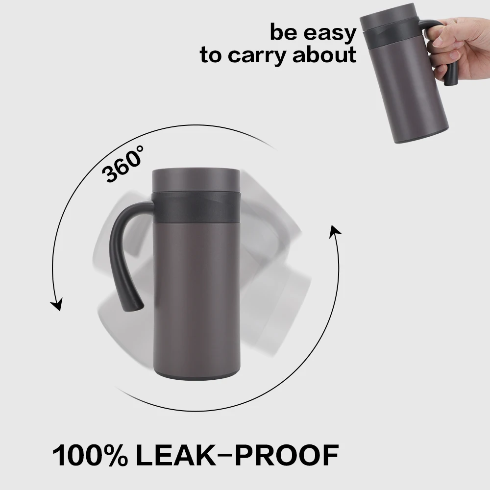 Customizable Logo 15oz Coffee Tumbler with Handle Double Wall Vacuum Metal Cup Promotion Custom Stainless Steel Beer Mug