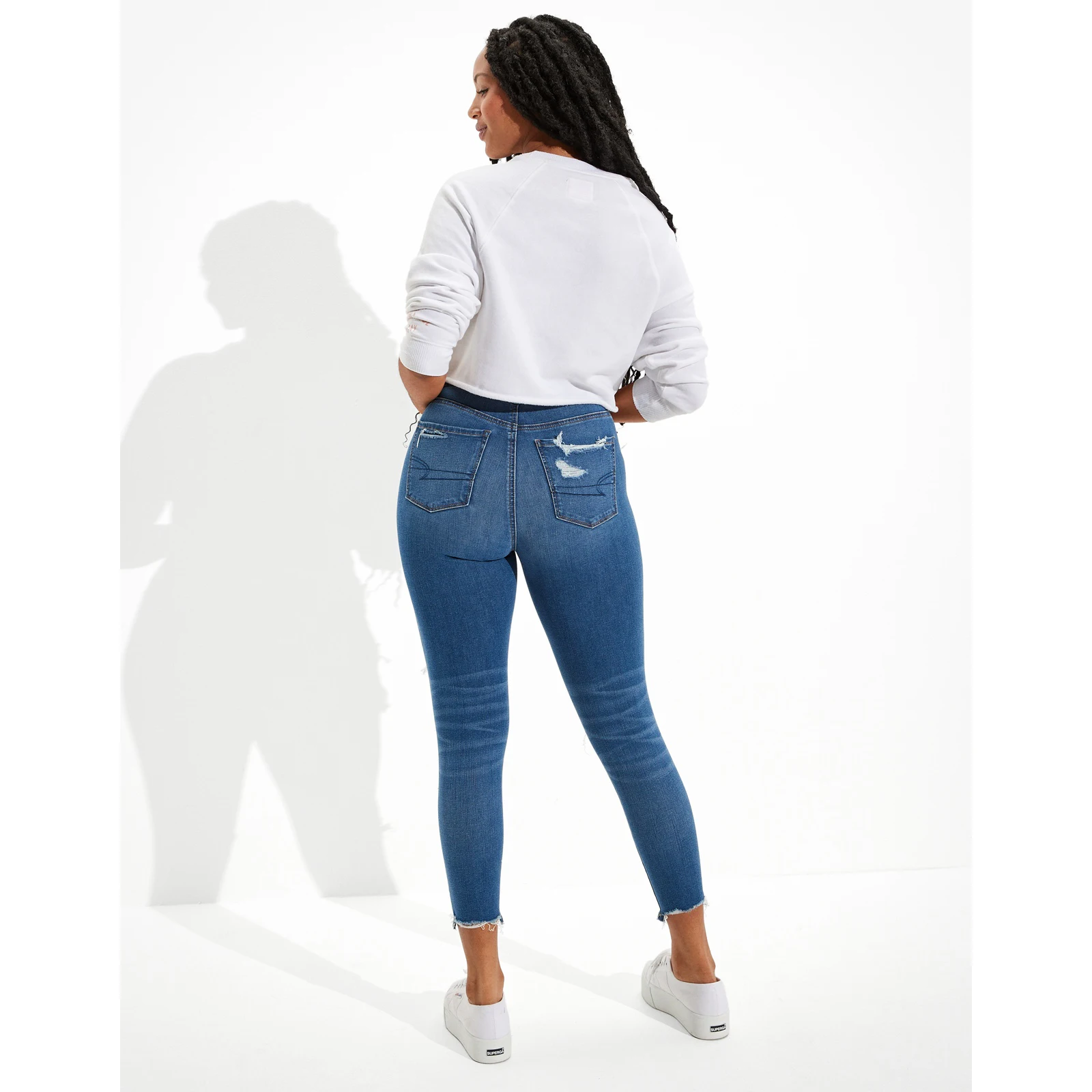 Super Soft New Four Way Stretch Women Denim Jeans Distressed Jeans Women Cropped Jeans For Women