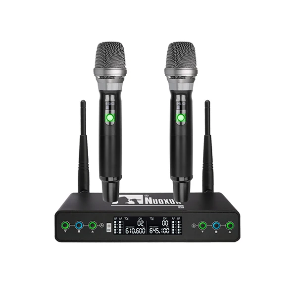 Mini UHF Dual Channel Wireless Microphone Pocket Microphone for Karaoke Singing