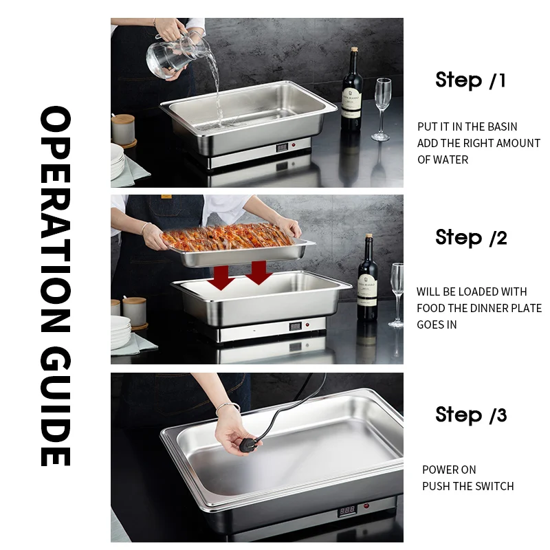 Customized Food Warmers Stainless Steel Luxury Restaurant Buffet Warmer Electric Chafing Dish