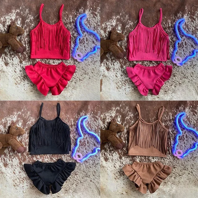 New Design Baby Girl  Boutique Clothes  Summer Western Outfits Toddler Kids Girls Clothing Short Sleeve Skirt Sets