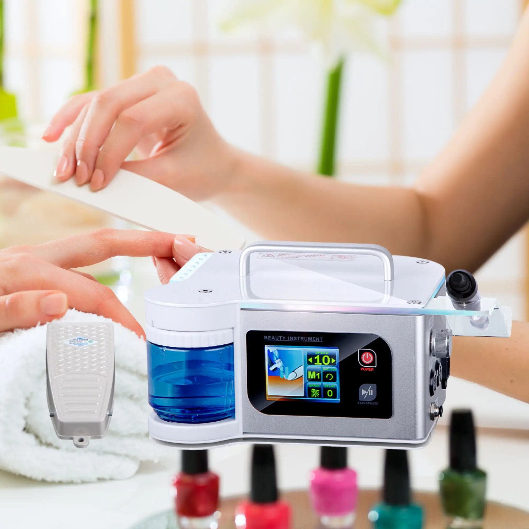 Portable Portable Nail Drill Silver Electric Pedicure Drill High Speed Nail Pedicure 40000 rpm no Vacuum System Nail Drilling