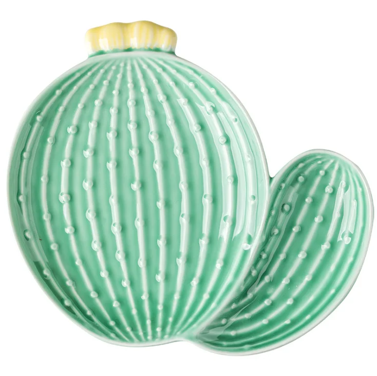 
Creative plant cactus plate cute shaped tableware breakfast bowl home ceramic tableware snack plate 