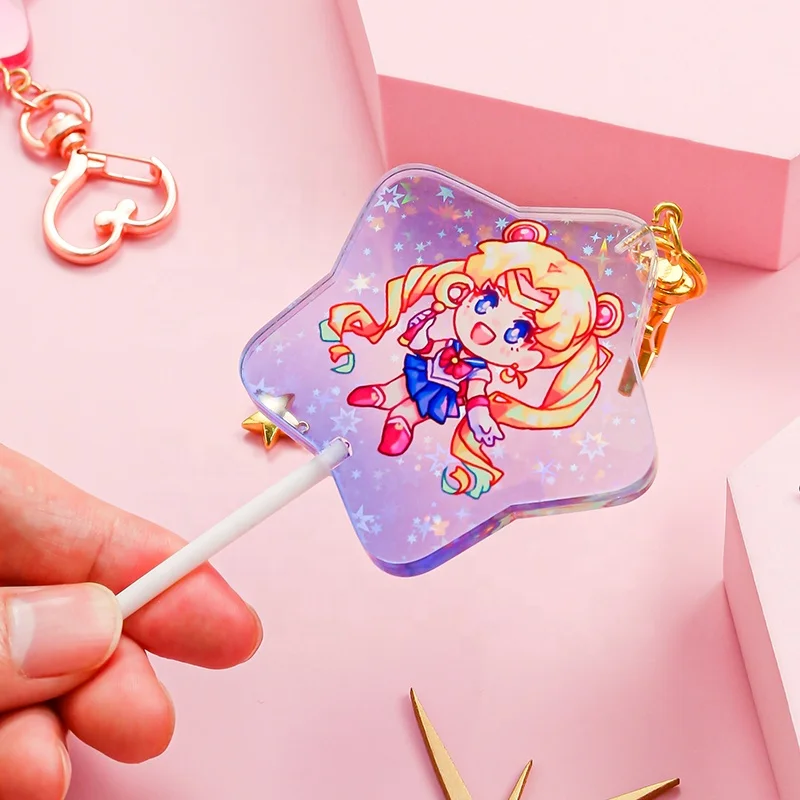 Juno creative acrylic lollipop charm  hologram glitter epoxy clear transparent custom acrylic lollipop  charm