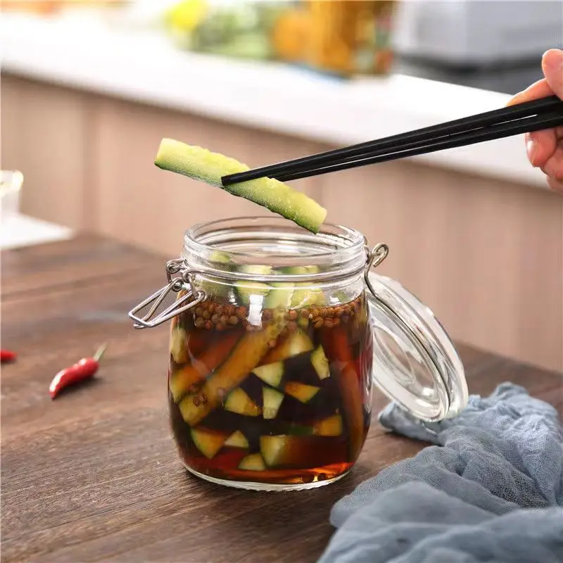 Glass Sealed Snap Storage Jars Wine Pickle Jam Can for Canned Food With Locking Lid