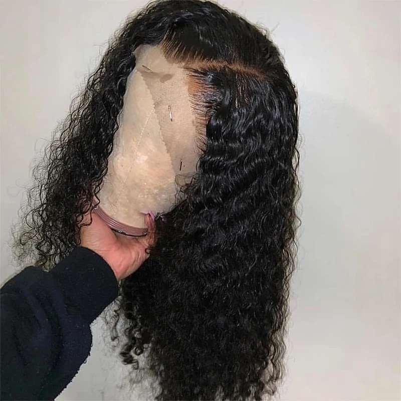 
180 Density Brazilian Water Wave Wigs Transparent Wet And Wavy Lace Front Wigs Deep Curly Human Hair Wigs 