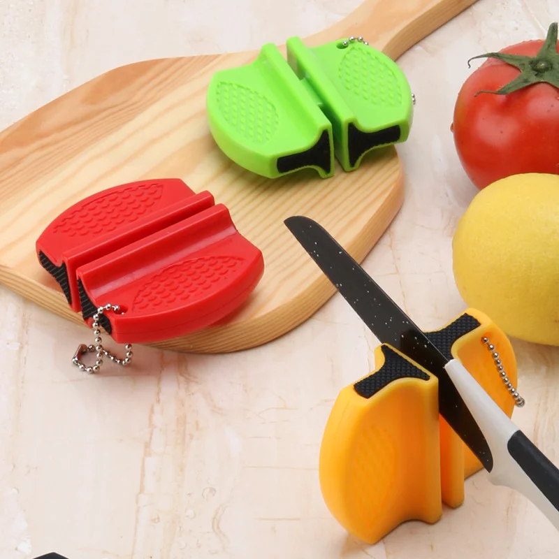 Household Small Mini Knife Sharpener Class Tungsten Ceramic Outdoor Portable Double Sided Knife Sharpener Kitchen Gadgets