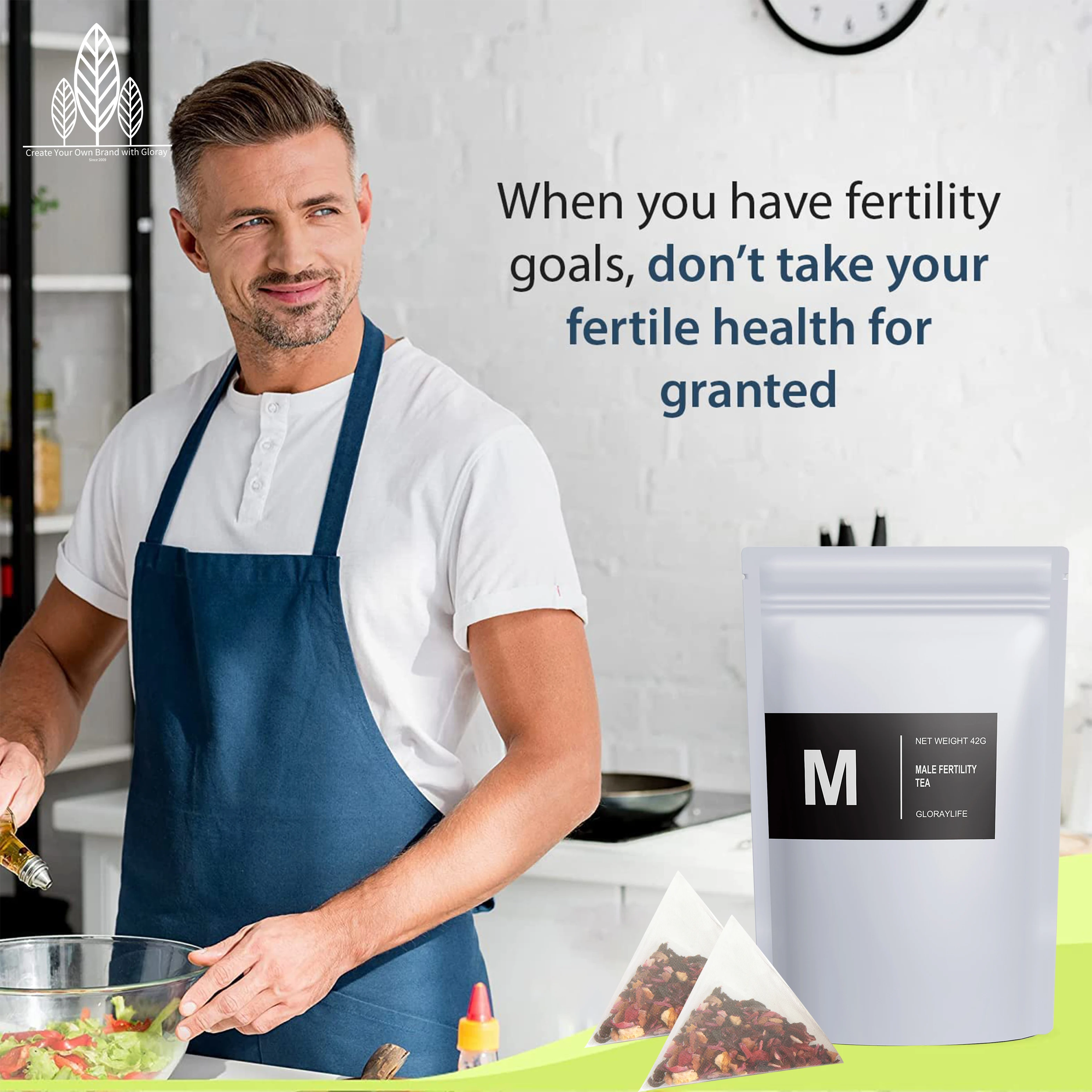 Natural Male Enhance Fertility Delay Nourish Kidney Tea Enhanced Motility Volume Potency Fertility Support 14 Tea Bags Per Pack
