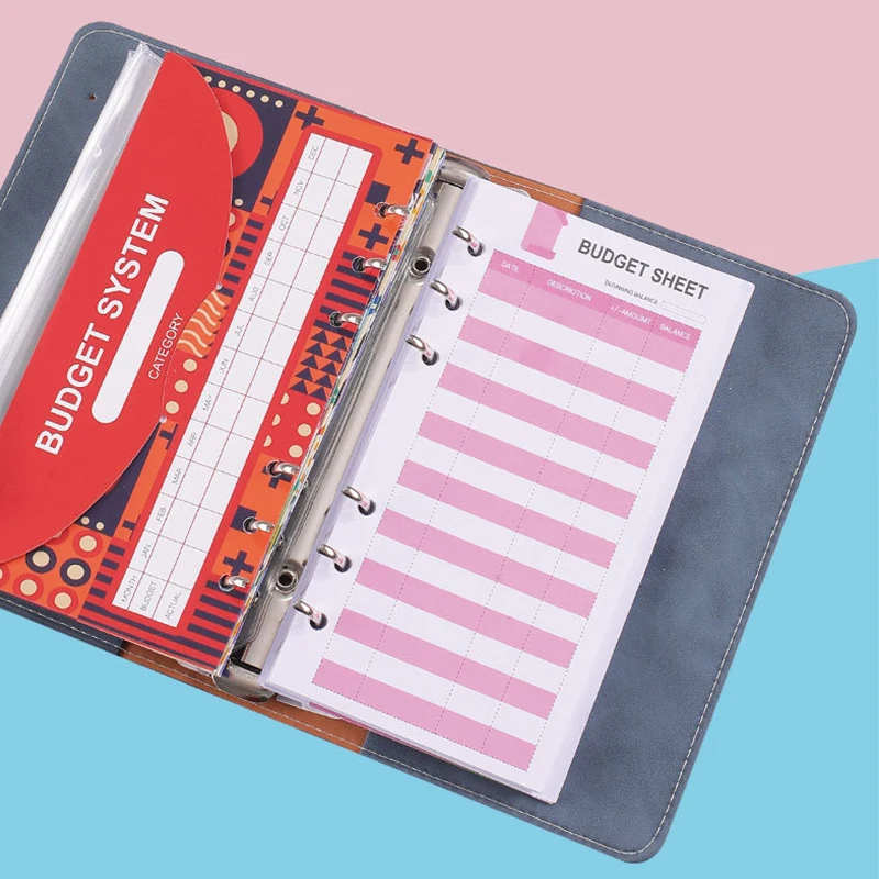 Wholesale Custom A7 A6 Planner Mini Wallet Budget Binder with Cash Zipper Envelopes