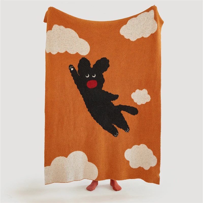 Wholesale Factory cheap supper lovely carton  flying dog supper soft warm breathable 100% polyester knitted throw blanket BLF