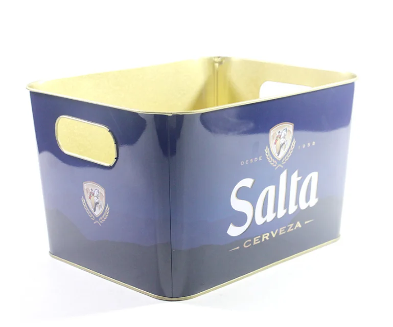 Square Stainless Steel Bar Using Metal Cooler Galvanized Ice Beer Tin Bucket With Handle