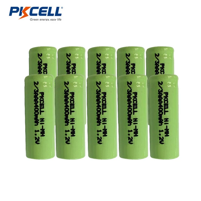 Small torch battery 2/3 AAA size 400mAh rechargeable nickel metal hybrid battery ni-mh cell flat button top