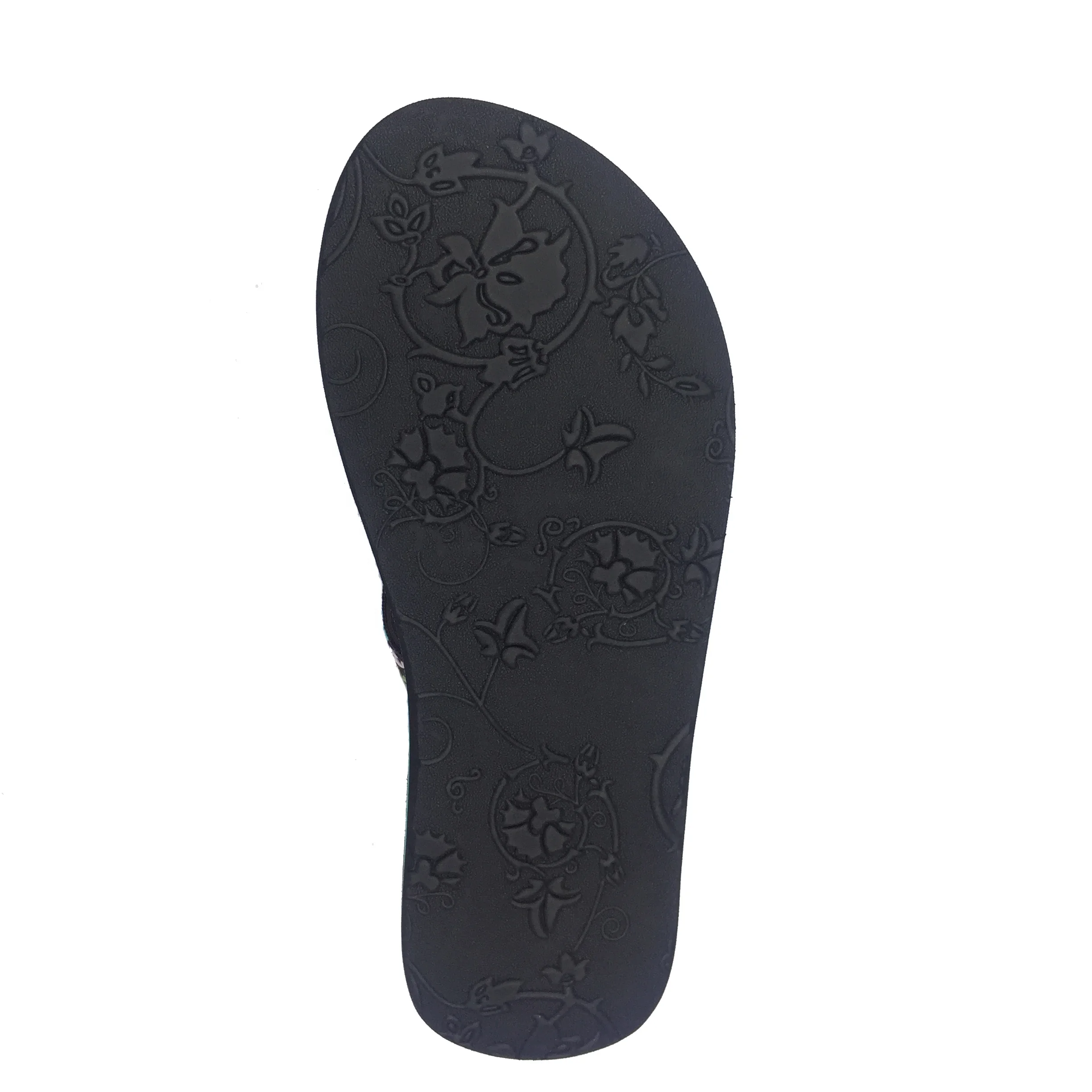 Double color webbing strap customized palm tree silk printed soft EVA sole sheet woman nude woman flip flops