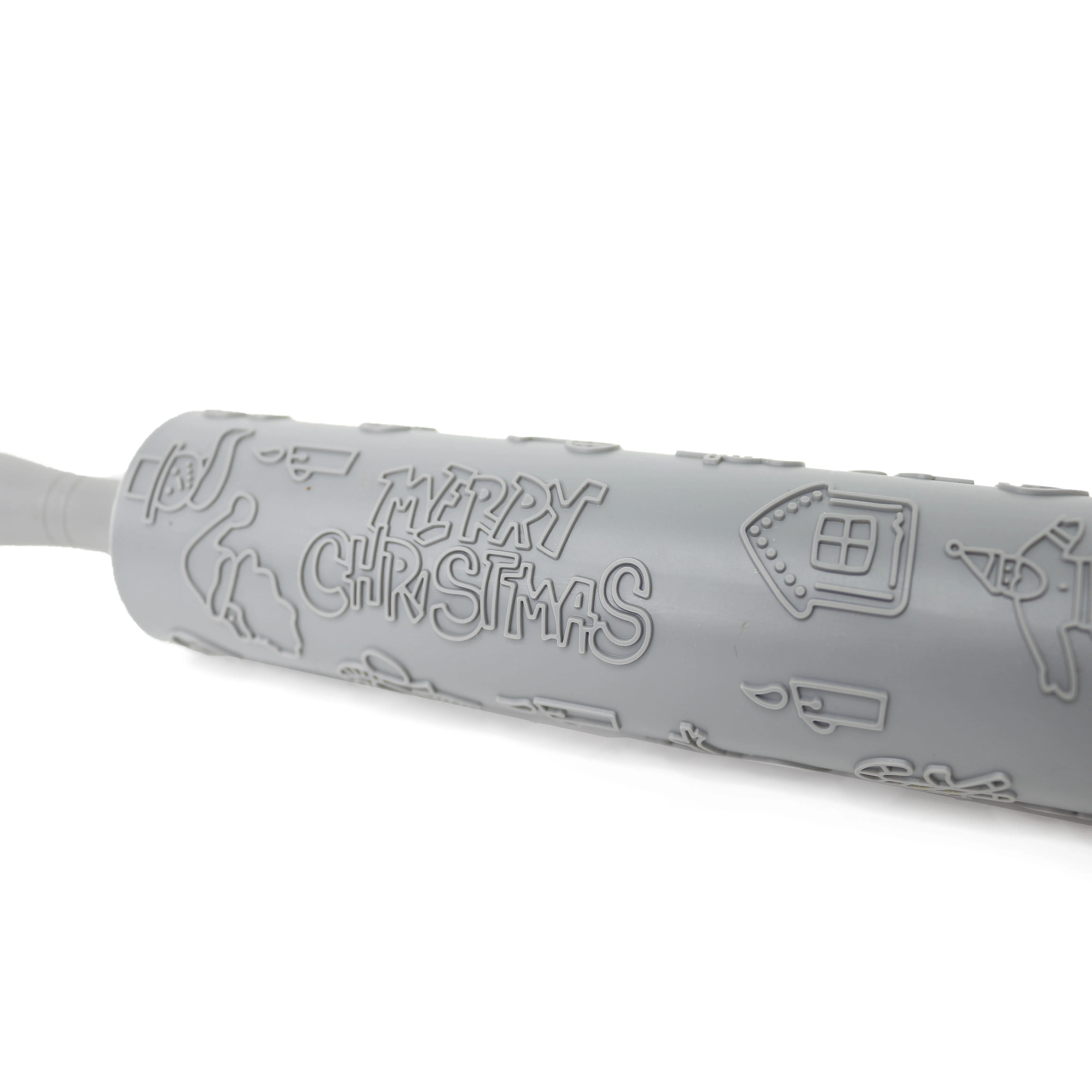 Embossing Santa pattern christmas theme silicone rolling pin for DIY baking