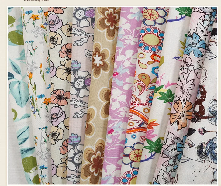 10s many desgin digital Printing organic linen viscose fabric for women dress