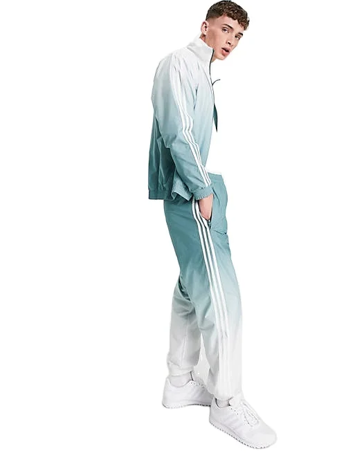 Kingyoung повседневные постепенно Меняющие цвет со стоячим воротником с длинными рукавами куртка на молнии и с эластичной резинкой на талии, с боковыми карманами комплект со штанами мужские дизайнерские тканые