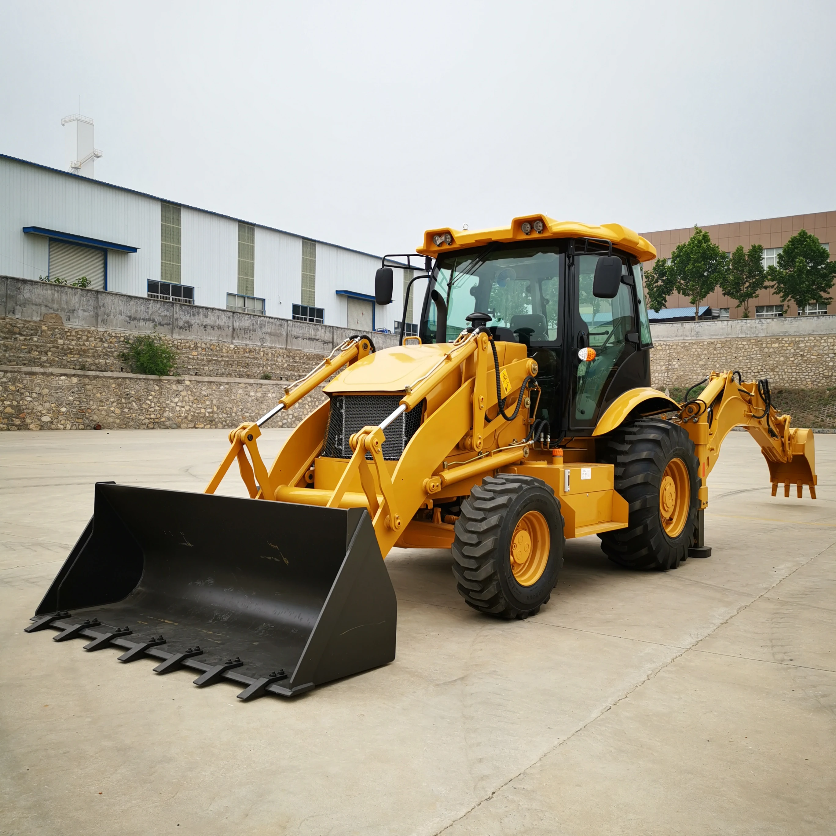 Mini Wheel Backhoe Excavator Loader 2.5 Ton Compact Earth-moving Machinery Retroexcavadora Front Loader YUCHAI / CUMMINS Engine