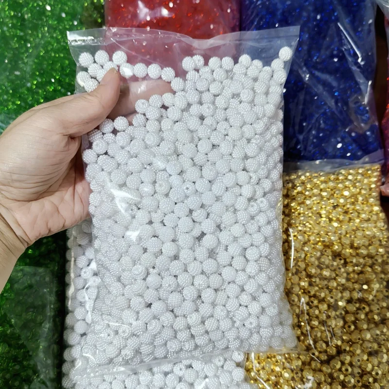 White Acrylic Beads 10mm 12mm 14mm 16mm 18mm 20mm ABS Berry Plastic Pearl Beads With Hole For DIY Bracelet Necklace