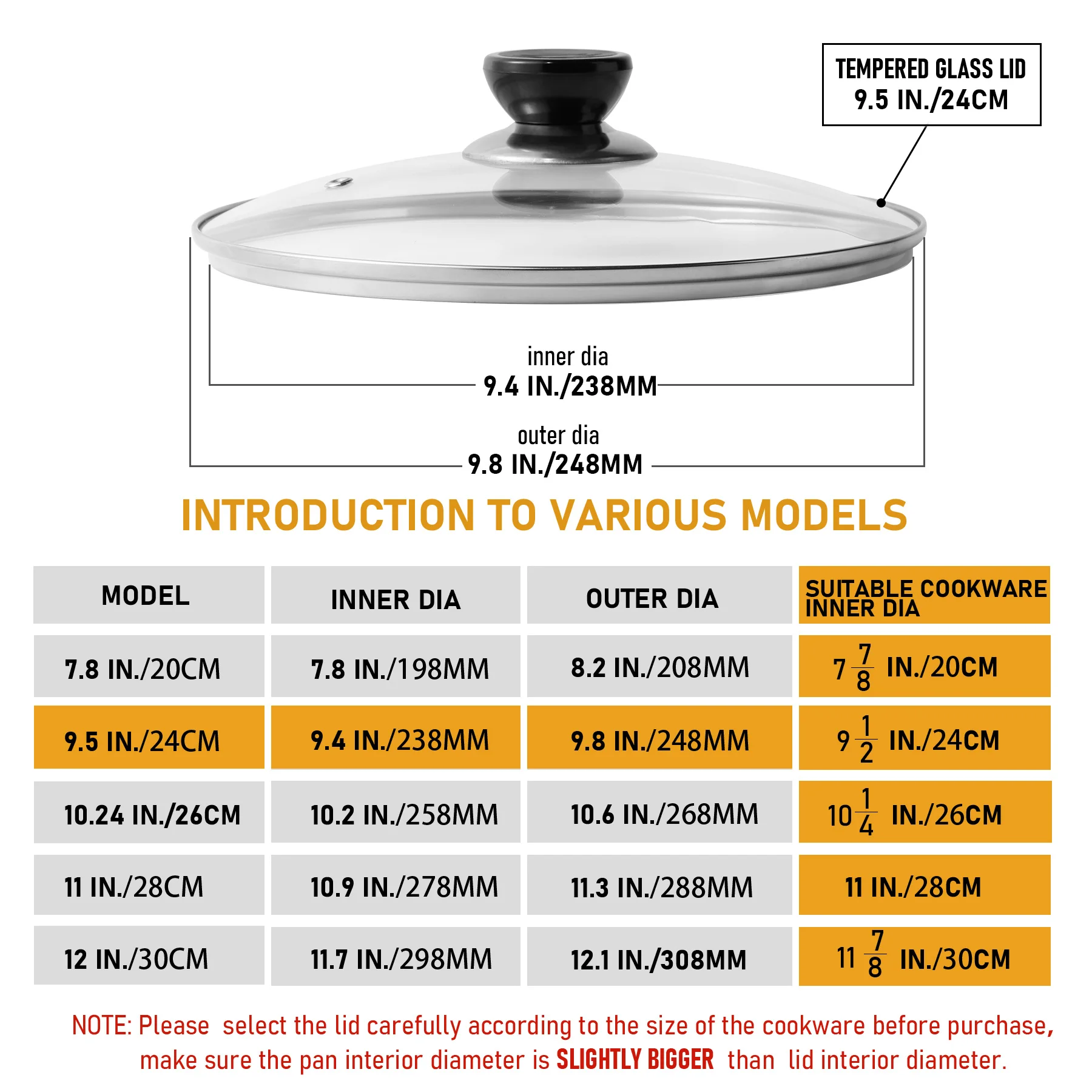 clear tempered glass lid with knob glass pot lid glass cooking pot cover for cookware accessores